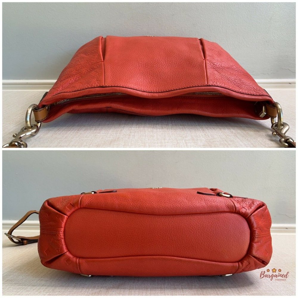 Authentic Mcm Orange Monogram Embossed Leather Me… - image 8